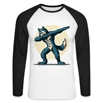 Dabbing Werewolf Funny Dabbing Design Full Moon - Unisex Long Sleeve Baseball T-Shirt - white/black - Front - Nik (191cm)
