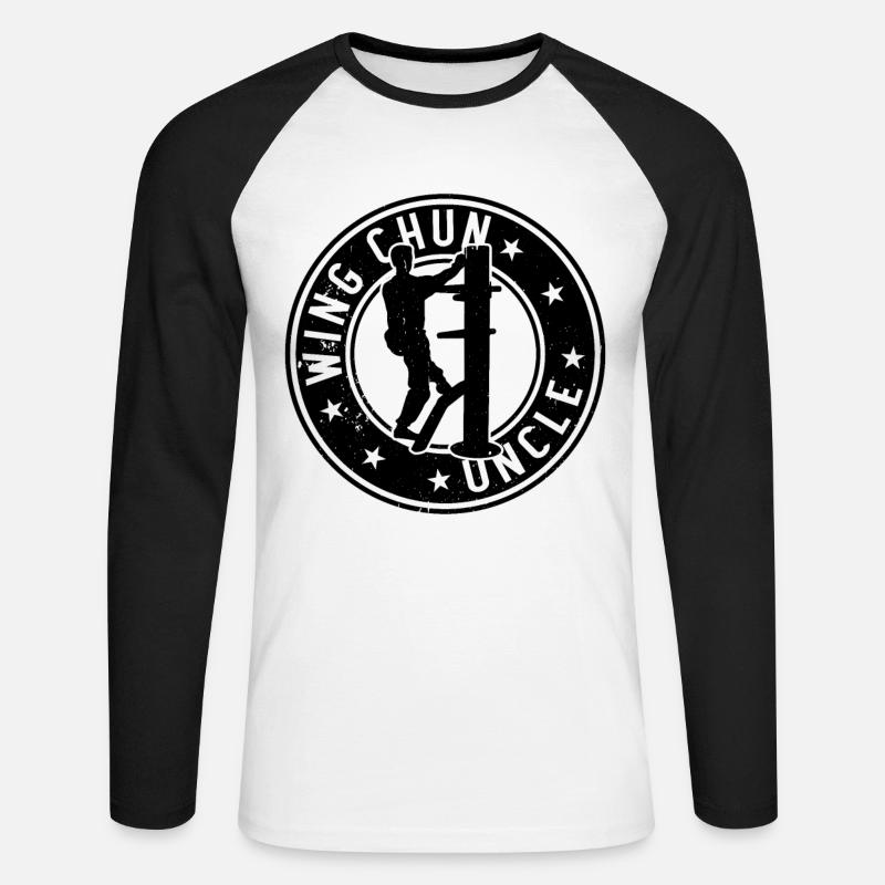 Wing Chun Uncle - Unisex Baseballshirt langarm - Weiß/Schwarz