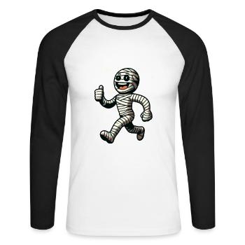 Retro Vintage Style Halloween Costume Decoration Mummy - Unisex Long Sleeve Baseball T-Shirt - white/black - Front - Nik (191cm)