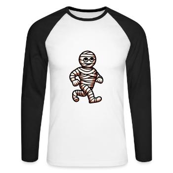 Mummy Retro Vintage Style Halloween Costume Decoration - Unisex Long Sleeve Baseball T-Shirt - white/black - Front - Nik (191cm)