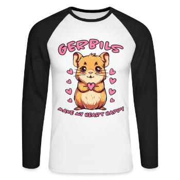 Gerbille disant rat de course drôle gerbille cadeau - T-shirt baseball manches longues Homme - blanc/noir - Devant - Nik (191cm)