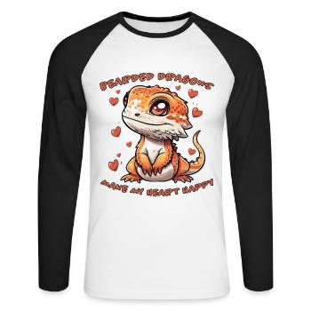 Dragon barbu disant Fun Drôle Dragon barbu cadeau - T-shirt baseball manches longues Homme - blanc/noir - Devant - Nik (191cm)