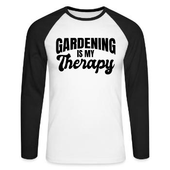 Gardening is My Therapy - Gardening Landscaping - Unisex Baseballshirt langarm - Weiß/Schwarz - Vorne - Nik (191cm)