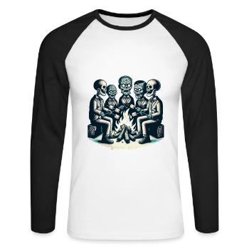 Camping au feu de camp Décoration de costume d’Halloween - T-shirt baseball manches longues Homme - blanc/noir - Devant - Nik (191cm)
