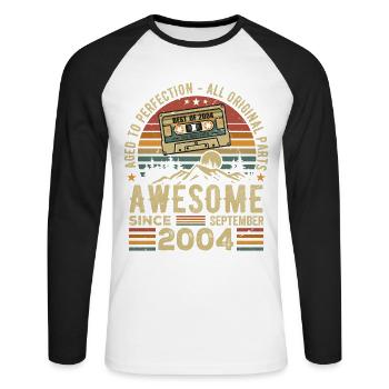 September 2004 Birthday Gift September 2004 - Unisex Long Sleeve Baseball T-Shirt - white/black - Front - Nik (191cm)