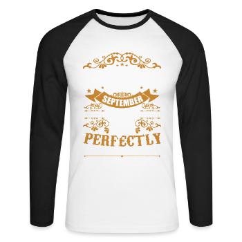 2011 September 2011 13th Birthday Gift 2011 - Unisex Long Sleeve Baseball T-Shirt - white/black - Front - Nik (191cm)