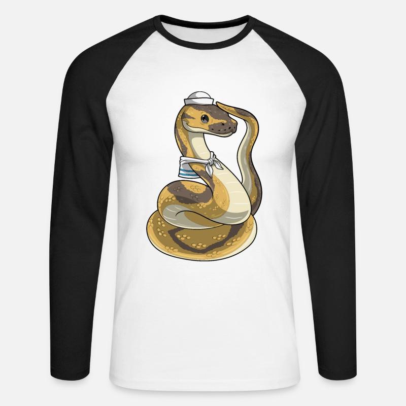 Serpente Marinaio Cappello da marinaio - Maglia da baseball a manica lunga da uomo - bianco/nero