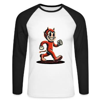 Halloween Kostüm Deko Retro Vintage Stil - Unisex Baseballshirt langarm - Weiß/Schwarz - Vorne - Nik (191cm)