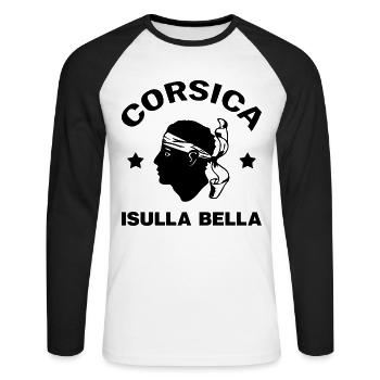 Corsica Island France Isula bella Corse Korsika - Unisex Baseballshirt langarm - Weiß/Schwarz - Vorne - Nik (191cm)