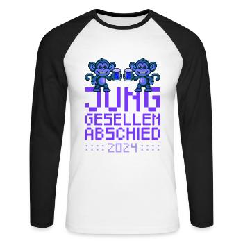 Monkey Bachelor Party 2024 Party - Unisex Long Sleeve Baseball T-Shirt - white/black - Front - Nik (191cm)