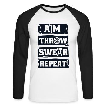 Objectif lancer jurer répéter hache jeu de lancer hache - T-shirt baseball manches longues Homme - blanc/noir - Devant - Nik (191cm)