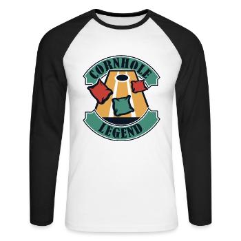 Cornhole Legend Spielbretter Sitzsack Professional - Unisex Baseballshirt langarm - Weiß/Schwarz - Vorne - Nik (191cm)
