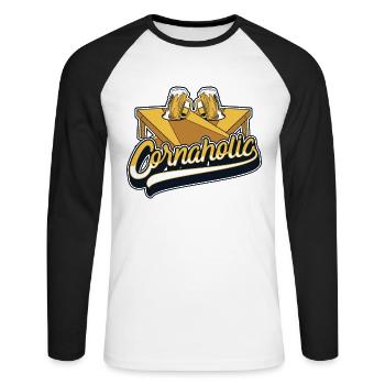 Cornaholic Spielbretter Sitzsack Professional - Unisex Baseballshirt langarm - Weiß/Schwarz - Vorne - Nik (191cm)