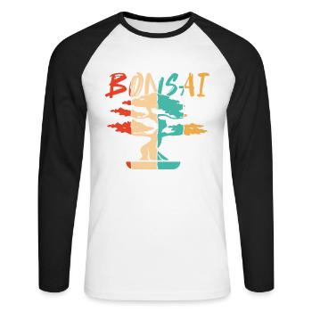 Retro Bonsai Schalen Penjing Indoor Bonsai - Unisex Baseballshirt langarm - Weiß/Schwarz - Vorne - Nik (191cm)