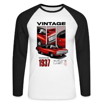 Ich bin nicht alt, ich bin ein Oldtimer, Oldtimer, geboren 1937 - Unisex Baseballshirt langarm - Weiß/Schwarz - Vorne - Nik (191cm)