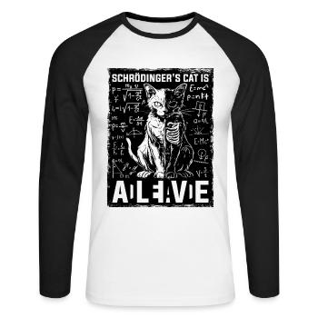 Schrödinger's Cat Is Dead and Alive - Unisex Long Sleeve Baseball T-Shirt - white/black - Front - Nik (191cm)