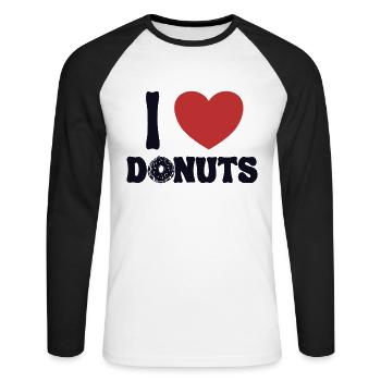 Ich liebe Donuts Donuts Maker Glasierter Liebhaber Donut - Unisex Baseballshirt langarm - Weiß/Schwarz - Vorne - Nik (191cm)