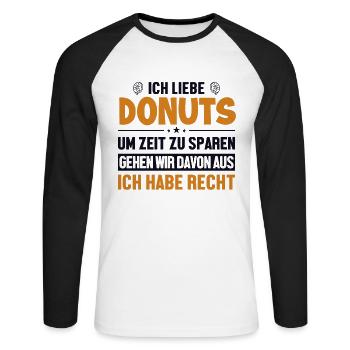 Donuts haben immer Recht Doughnut Maker Glazed - Unisex Long Sleeve Baseball T-Shirt - white/black - Front - Nik (191cm)