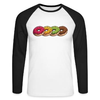 Donut Rainbow Doughnut Glazed Maker Lover Donut - T-shirt baseball manches longues Homme - blanc/noir - Devant - Nik (191cm)