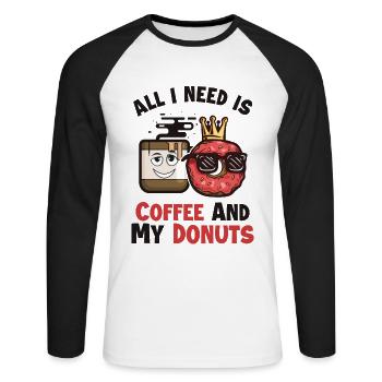 Coffee and my Donuts Doughnut Maker Glazed Lover - Unisex Long Sleeve Baseball T-Shirt - white/black - Front - Nik (191cm)