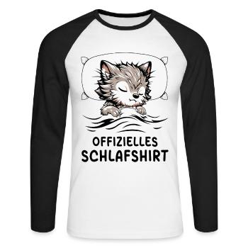 Chemise de nuit officielle loup-garou - T-shirt baseball manches longues Homme - blanc/noir - Devant - Nik (191cm)