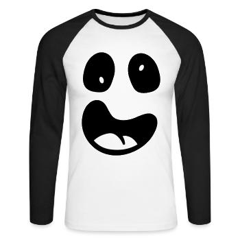 Funny ghost face - Unisex Long Sleeve Baseball T-Shirt - white/black - Front - Nik (191cm)