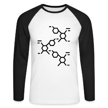 Neurones Chimie Science Tableau périodique Laboratoire - T-shirt baseball manches longues Homme - blanc/noir - Devant - Nik (191cm)
