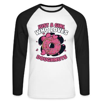 Girl Who Loves Doughnuts Doughnut Maker Glazed - Unisex Long Sleeve Baseball T-Shirt - white/black - Front - Nik (191cm)