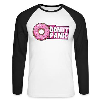 Donut Panic Doughnut Glazed Maker Lover Donut - T-shirt baseball manches longues Homme - blanc/noir - Devant - Nik (191cm)