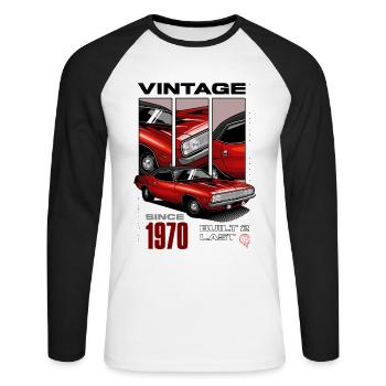 I'm Not Old I'm Vintage Classic Car Born In 1970 - Unisex Long Sleeve Baseball T-Shirt - white/black - Front - Nik (191cm)