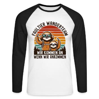 Wandern Wanderer Berge Faultier Wanderteam Wander - Unisex Baseballshirt langarm - Weiß/Schwarz - Vorne - Nik (191cm)