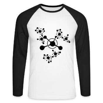 Neurones Chimie Science Tableau périodique Laboratoire - T-shirt baseball manches longues Homme - blanc/noir - Devant - Nik (191cm)