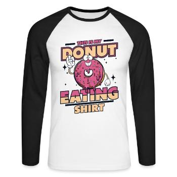 Das ist meine Donut-essende Kleidung Donut-glasiert - Unisex Baseballshirt langarm - Weiß/Schwarz - Vorne - Nik (191cm)