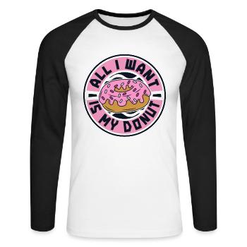 Alles, was ich will, ist mein Donut-Donut-Maker glasiert - Unisex Baseballshirt langarm - Weiß/Schwarz - Vorne - Nik (191cm)