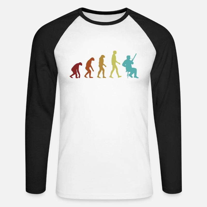 Fagott Evolution Aerophon Fagottinstrument - Unisex Baseballshirt langarm - Weiß/Schwarz