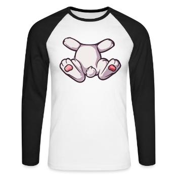 Mignon Lapin Halloween Déguisement - T-shirt baseball manches longues Homme - blanc/noir - Devant - Nik (191cm)