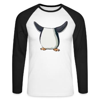 Niedlicher Pinguin Halloween Verkleidung Kinder - Unisex Baseballshirt langarm - Weiß/Schwarz - Vorne - Nik (191cm)