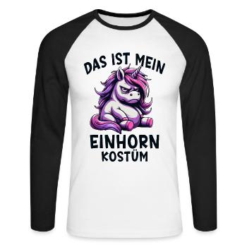 Das Ist Mein Einhorn Kostüm - Unisex Baseballshirt langarm - Weiß/Schwarz - Vorne - Nik (191cm)