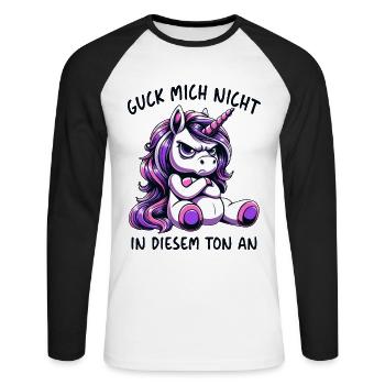 Ne me regarde pas sur ce ton - T-shirt baseball manches longues Homme - blanc/noir - Devant - Nik (191cm)
