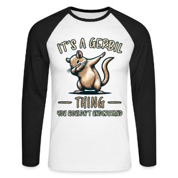 Dabbing Gerbil Saying Racing Rat Gerbil Gift - Unisex Long Sleeve Baseball T-Shirt - white/black - Front - Nik (191cm)