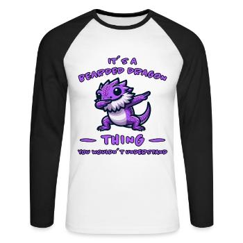 Dabbing Bearded Dragons Saying Joke Bearded Dragons Gift - Unisex Long Sleeve Baseball T-Shirt - white/black - Front - Nik (191cm)