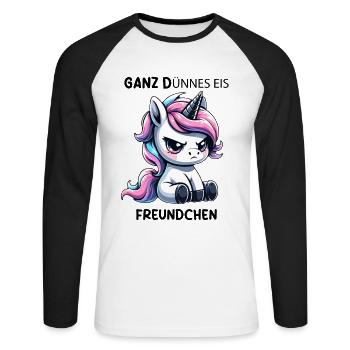 Ami de la glace très fine - T-shirt baseball manches longues Homme - blanc/noir - Devant - Nik (191cm)