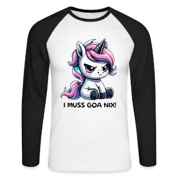 Je n’ai pas besoin d’aller à Goa - T-shirt baseball manches longues Homme - blanc/noir - Devant - Nik (191cm)
