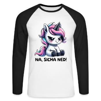 Na Sicha Ned - Unisex Long Sleeve Baseball T-Shirt - white/black - Front - Nik (191cm)