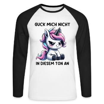 Ne me regarde pas sur ce ton - T-shirt baseball manches longues Homme - blanc/noir - Devant - Nik (191cm)