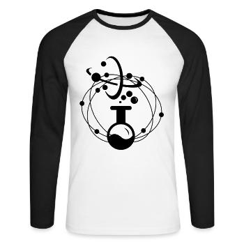 Tableau périodique de la science de la chimie des neurones - T-shirt baseball manches longues Homme - blanc/noir - Devant - Nik (191cm)