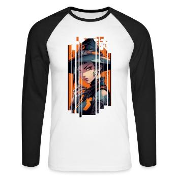 Orange Geometric Witch - Unisex Long Sleeve Baseball T-Shirt - white/black - Front - Nik (191cm)