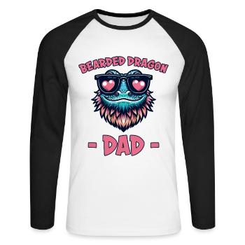 Dragon barbu disant papa drôle dragon barbu cadeau - T-shirt baseball manches longues Homme - blanc/noir - Devant - Nik (191cm)