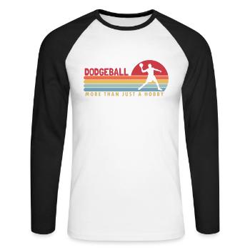 Völkerball mehr als ein Hobby-Teamspiel Prisonball - Unisex Baseballshirt langarm - Weiß/Schwarz - Vorne - Nik (191cm)