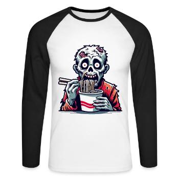Zombie Ramen Noodles for Scary Movies Japanese - Unisex Long Sleeve Baseball T-Shirt - white/black - Front - Nik (191cm)